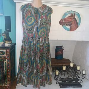 VINTAGE 50’s 60’s FIFTIES SIXTIES PAISLEY COTTON DRESS M